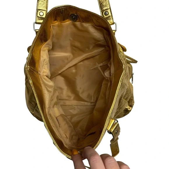 Y2K Gold Metallic Large Tote Cargo Bag - Picture 6 of 6